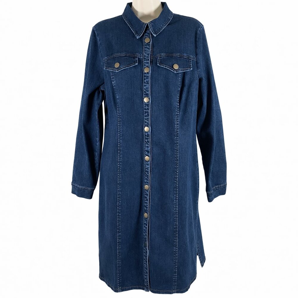Michael Tyler Denim Shirt Dress Women’s Medium Indigo Button Front